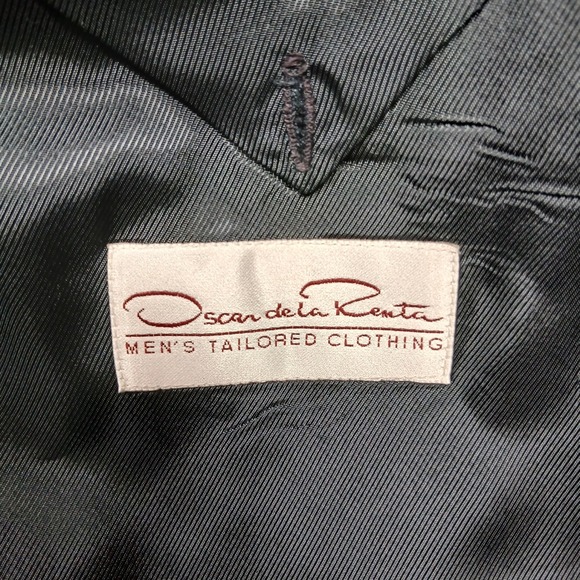 Oscar de la Renta Blazer Men's 41L Gray 100% Silk Two Button - Picture 4 of 9